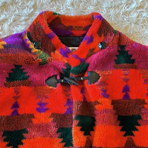 Vintage Monterey Fashions fleece faux fur Aztec southwest coat. Medium - Picture 7 of 12